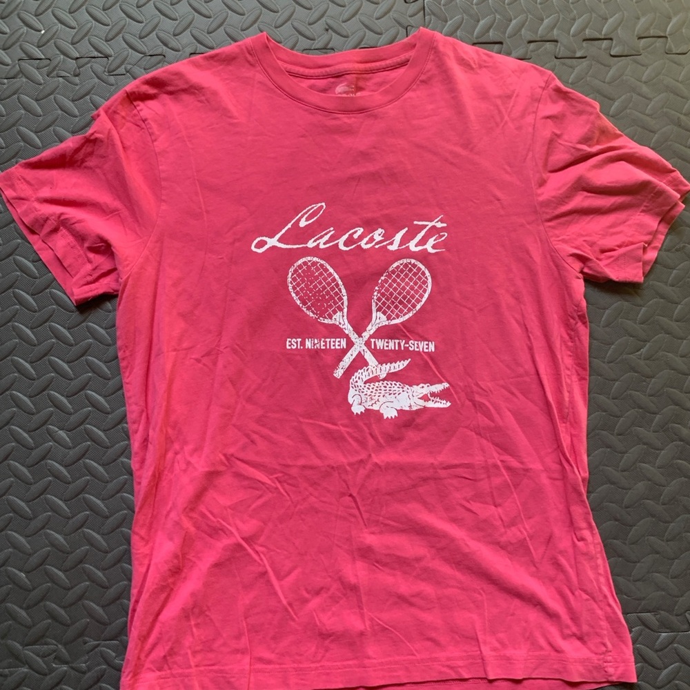 Lacoste Red Graphic Tee with Tennis Design